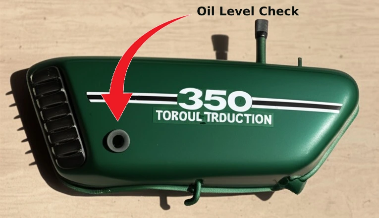 Checking 2T oil level on Yamaha RD350 two-stroke engine